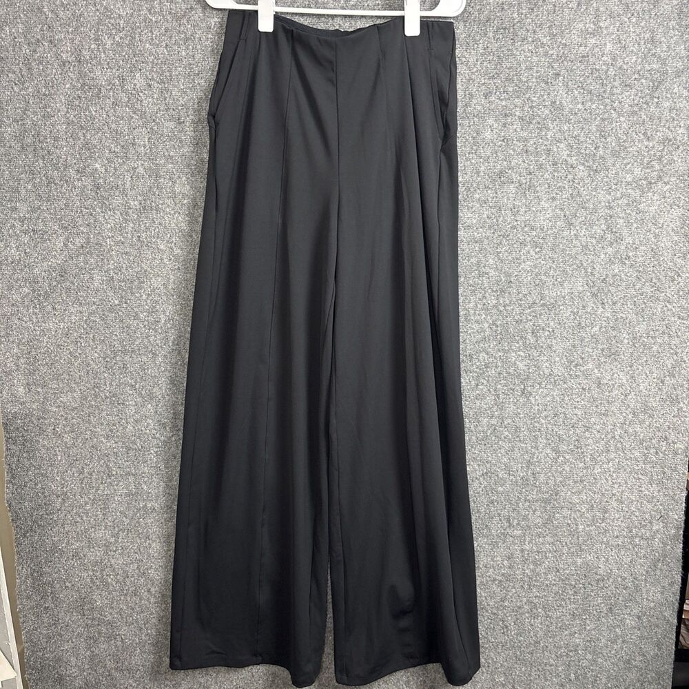 Athleta Wide Leg Pull On Pants Womens Size L Black